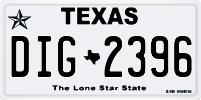 TX license plate DIG2396