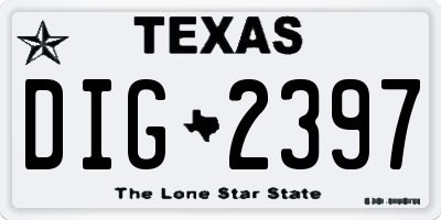 TX license plate DIG2397
