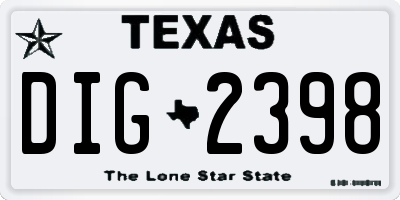 TX license plate DIG2398