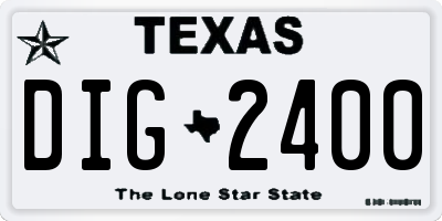 TX license plate DIG2400