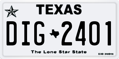 TX license plate DIG2401