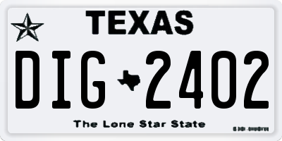 TX license plate DIG2402
