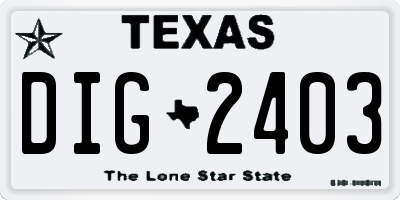 TX license plate DIG2403