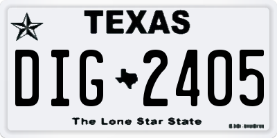 TX license plate DIG2405