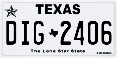 TX license plate DIG2406