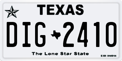 TX license plate DIG2410