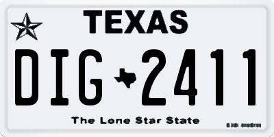TX license plate DIG2411