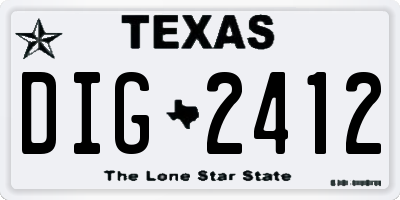 TX license plate DIG2412