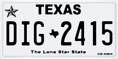 TX license plate DIG2415