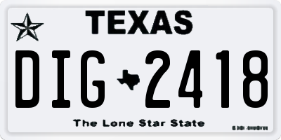 TX license plate DIG2418