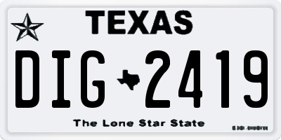 TX license plate DIG2419