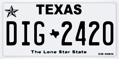 TX license plate DIG2420