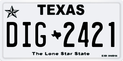 TX license plate DIG2421