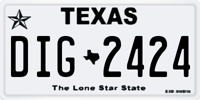 TX license plate DIG2424