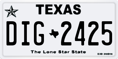 TX license plate DIG2425