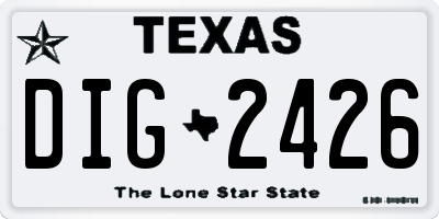 TX license plate DIG2426