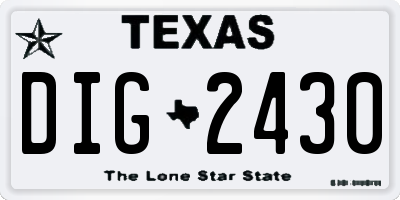 TX license plate DIG2430
