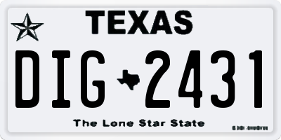 TX license plate DIG2431