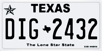 TX license plate DIG2432