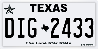 TX license plate DIG2433
