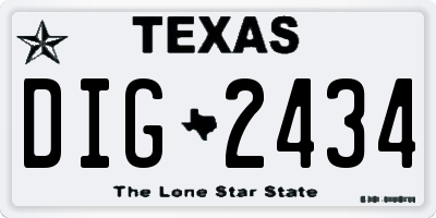 TX license plate DIG2434