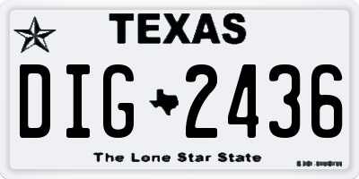 TX license plate DIG2436