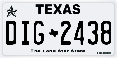 TX license plate DIG2438