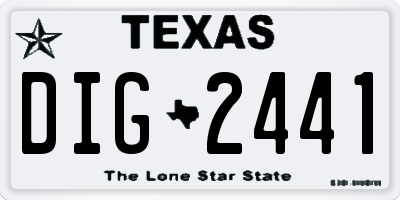 TX license plate DIG2441