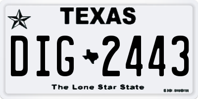 TX license plate DIG2443