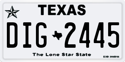 TX license plate DIG2445