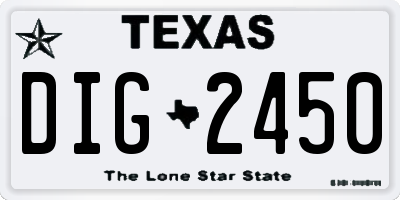 TX license plate DIG2450