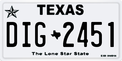 TX license plate DIG2451