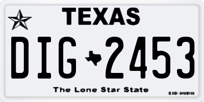 TX license plate DIG2453