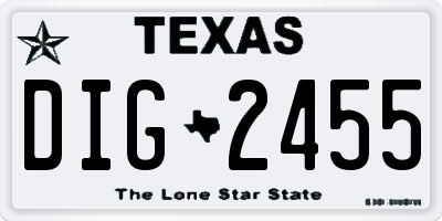 TX license plate DIG2455