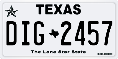 TX license plate DIG2457