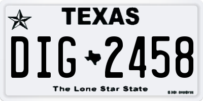 TX license plate DIG2458