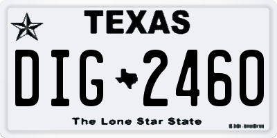 TX license plate DIG2460