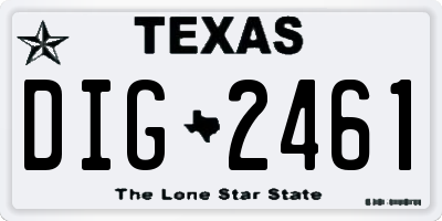 TX license plate DIG2461
