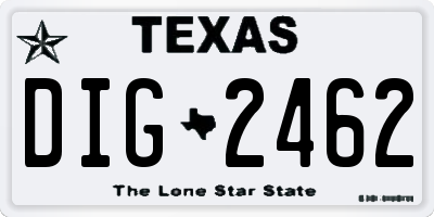 TX license plate DIG2462