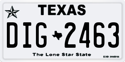 TX license plate DIG2463