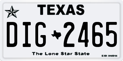 TX license plate DIG2465