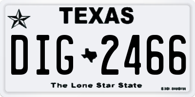 TX license plate DIG2466