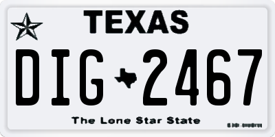 TX license plate DIG2467