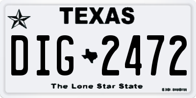 TX license plate DIG2472
