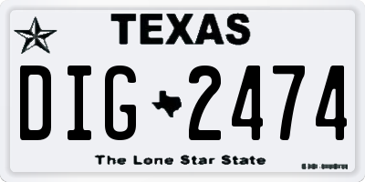 TX license plate DIG2474