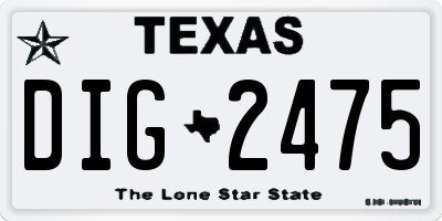 TX license plate DIG2475