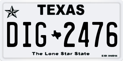 TX license plate DIG2476