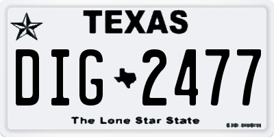 TX license plate DIG2477