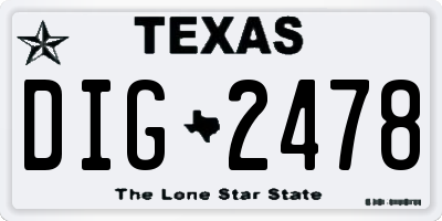 TX license plate DIG2478