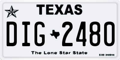 TX license plate DIG2480